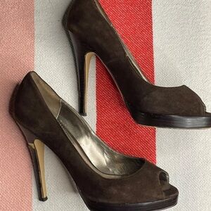Joey Elegant Brown Peep-Toe Heels